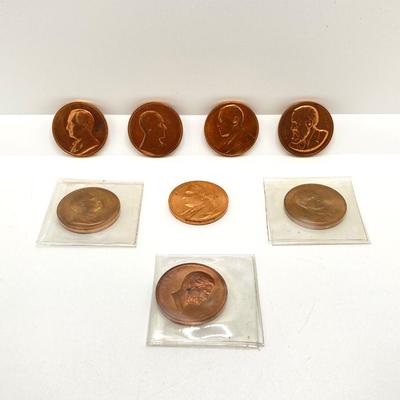 LOT 57: Eight Bronze Medals / Tokens - Richard Nixon, Gerald Ford, Ulysses S. Grant and More