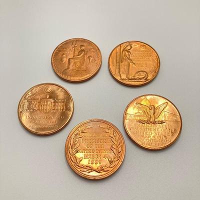 LOT 57: Eight Bronze Medals / Tokens - Richard Nixon, Gerald Ford, Ulysses S. Grant and More