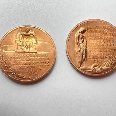 LOT 58: Eight Bronze Inaugurated Presidential Medals / Tokens in Large and Small Sizes (John F. Kennedy, Abraham Lincoln, Dwight D....