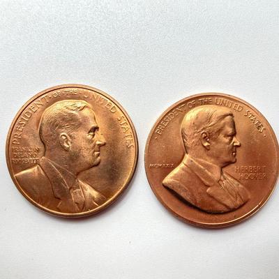 LOT 58: Eight Bronze Inaugurated Presidential Medals / Tokens in Large and Small Sizes (John F. Kennedy, Abraham Lincoln, Dwight D....