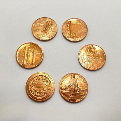 LOT 58: Eight Bronze Inaugurated Presidential Medals / Tokens in Large and Small Sizes (John F. Kennedy, Abraham Lincoln, Dwight D....