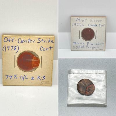 LOT 59: Three U.S. Penny / Cent Error Coins