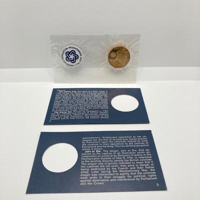 LOT 60: American Revolution Bicentennial Commemorative Medal, Four 2008-S Proof Presidential $1 Dollar Coins and 1979 Quarter Paper Weight