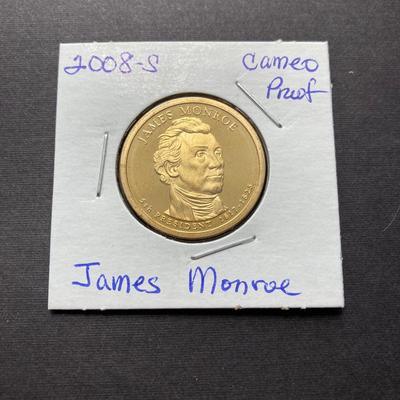 LOT 60: American Revolution Bicentennial Commemorative Medal, Four 2008-S Proof Presidential $1 Dollar Coins and 1979 Quarter Paper Weight