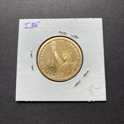 LOT 60: American Revolution Bicentennial Commemorative Medal, Four 2008-S Proof Presidential $1 Dollar Coins and 1979 Quarter Paper Weight