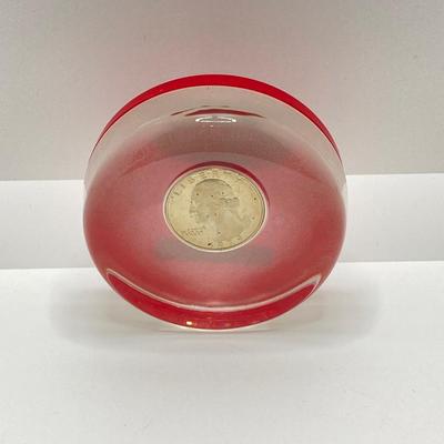 LOT 60: American Revolution Bicentennial Commemorative Medal, Four 2008-S Proof Presidential $1 Dollar Coins and 1979 Quarter Paper Weight