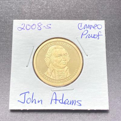 LOT 60: American Revolution Bicentennial Commemorative Medal, Four 2008-S Proof Presidential $1 Dollar Coins and 1979 Quarter Paper Weight