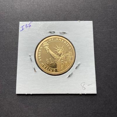 LOT 60: American Revolution Bicentennial Commemorative Medal, Four 2008-S Proof Presidential $1 Dollar Coins and 1979 Quarter Paper Weight