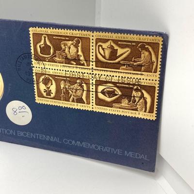 LOT 60: American Revolution Bicentennial Commemorative Medal, Four 2008-S Proof Presidential $1 Dollar Coins and 1979 Quarter Paper Weight