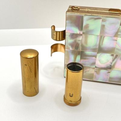 LOT 62: Vintage Mother of Pearl Cigarette / Lipstick Holder / Compact