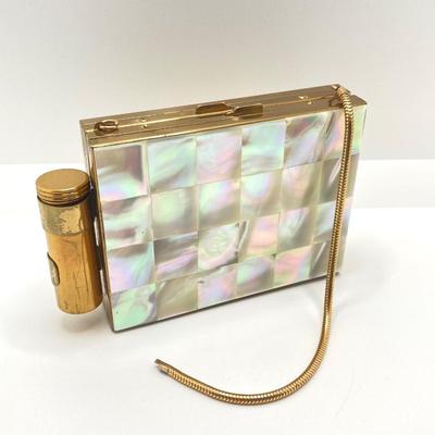 LOT 62: Vintage Mother of Pearl Cigarette / Lipstick Holder / Compact
