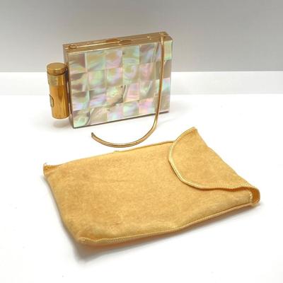 LOT 62: Vintage Mother of Pearl Cigarette / Lipstick Holder / Compact