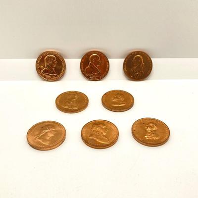 LOT 63: Eight Bronze Presidential Peace and Friendship Medals / Tokens