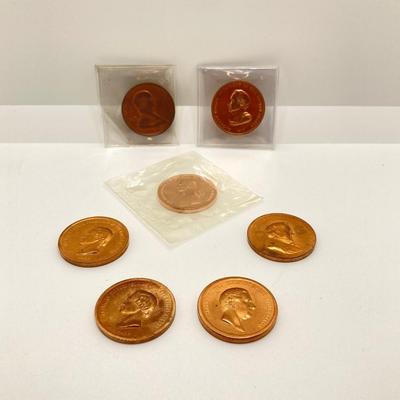 LOT 64: Seven Bronze Presidential Medals / Tokens