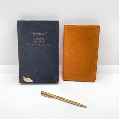 LOT 65: Vintage Parker / Resterbrook Fountain Pens, Letter Openers and Amico Genuine Pigskin Pocket Secretary and More