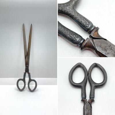 LOT 68: Vintage Pair of Scissors with Sterling Silver Handle