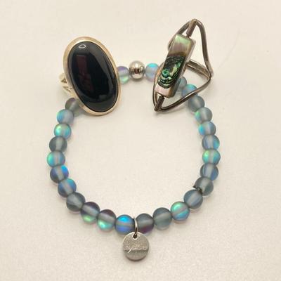 LOT 69: Beautiful Nogu Handcrafted Bracelet and Two Sterling Silver Rings