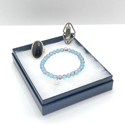 LOT 69: Beautiful Nogu Handcrafted Bracelet and Two Sterling Silver Rings