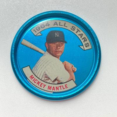LOT 71: Vintage Metal 1964 Baseball All Stars Bottle Caps - Mickey Mantle, Hank Aaron and More
