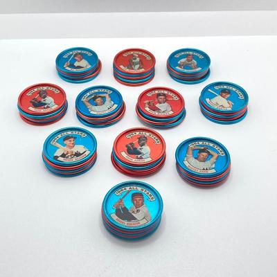 LOT 71: Vintage Metal 1964 Baseball All Stars Bottle Caps - Mickey Mantle, Hank Aaron and More