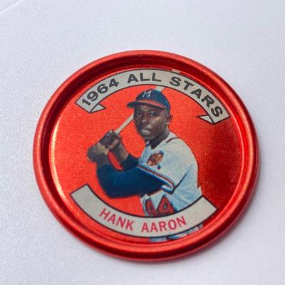LOT 71: Vintage Metal 1964 Baseball All Stars Bottle Caps - Mickey Mantle, Hank Aaron and More