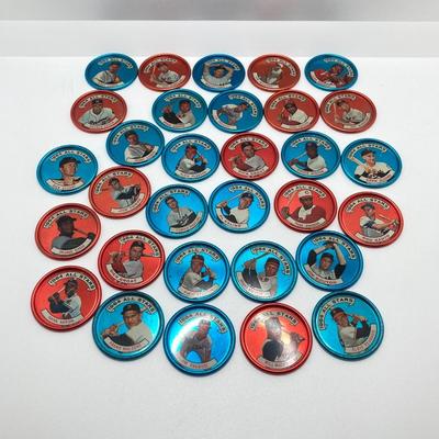 LOT 71: Vintage Metal 1964 Baseball All Stars Bottle Caps - Mickey Mantle, Hank Aaron and More