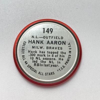 LOT 71: Vintage Metal 1964 Baseball All Stars Bottle Caps - Mickey Mantle, Hank Aaron and More