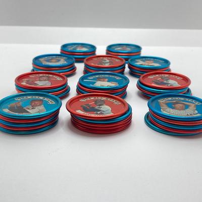 LOT 71: Vintage Metal 1964 Baseball All Stars Bottle Caps - Mickey Mantle, Hank Aaron and More