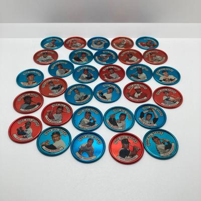 LOT 71: Vintage Metal 1964 Baseball All Stars Bottle Caps - Mickey Mantle, Hank Aaron and More