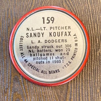 LOT 72: Collection of Vintage 1964 Baseball All Star Bottle Caps - Mickey Mantle, Jim Fregosi, Sandy Koufax and More