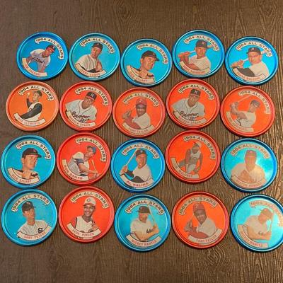 LOT 72: Collection of Vintage 1964 Baseball All Star Bottle Caps - Mickey Mantle, Jim Fregosi, Sandy Koufax and More
