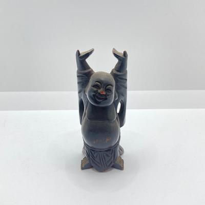 LOT 77: Three Carved Wooden Buddah Figurines and Asian Carving Knife