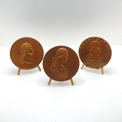 LOT 79: Three Large George Washington Presidential Bronze Medals / Tokens