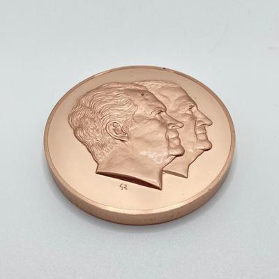 LOT 81: Three Large Bronze Metals / Tokens - Richard Nixon and Spiro Agnew