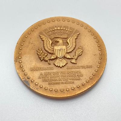LOT 81: Three Large Bronze Metals / Tokens - Richard Nixon and Spiro Agnew