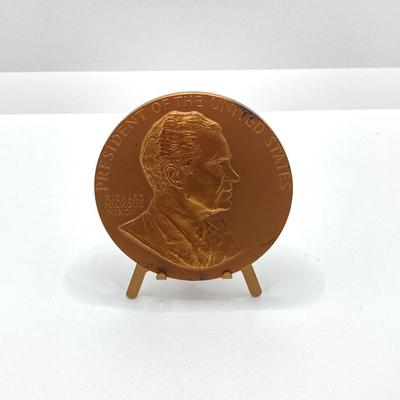 LOT 81: Three Large Bronze Metals / Tokens - Richard Nixon and Spiro Agnew