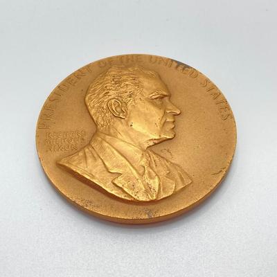 LOT 81: Three Large Bronze Metals / Tokens - Richard Nixon and Spiro Agnew