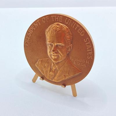 LOT 81: Three Large Bronze Metals / Tokens - Richard Nixon and Spiro Agnew