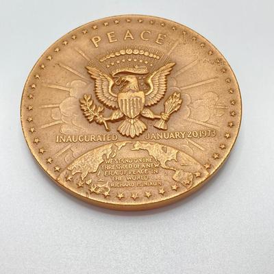 LOT 81: Three Large Bronze Metals / Tokens - Richard Nixon and Spiro Agnew