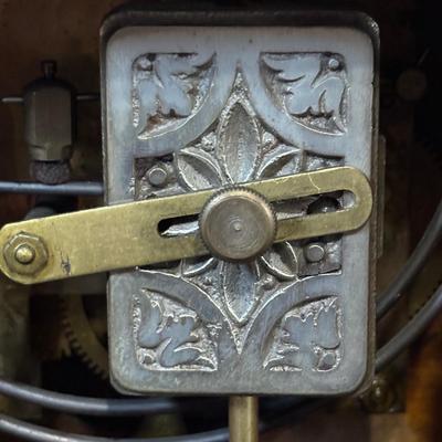 LOT 85: Antique Mantle Clock w/Inlaid Feature