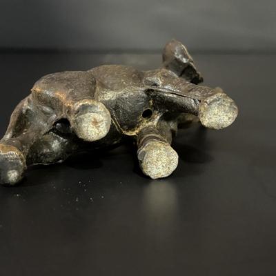 LOT 93: Wooden Carved Elephant Books Ends & Metal Elephant Figure