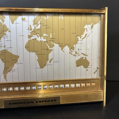 LOT 95: Vintage "American Express: Lord Elgin World Time Zone Brass Cabinet Table Clock