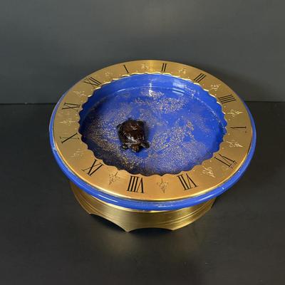 LOT 96: Hour Lavigne Gilt and Lacquered Metal Mystery Turtle Clock, Battery Operated in Box