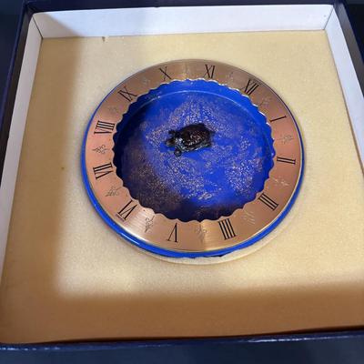 LOT 96: Hour Lavigne Gilt and Lacquered Metal Mystery Turtle Clock, Battery Operated in Box
