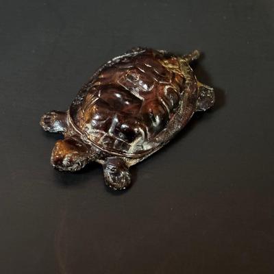 LOT 96: Hour Lavigne Gilt and Lacquered Metal Mystery Turtle Clock, Battery Operated in Box