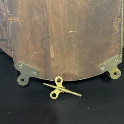 LOT 98: Made in England 16" Round Oak Wall Clock, British Jerome Movements