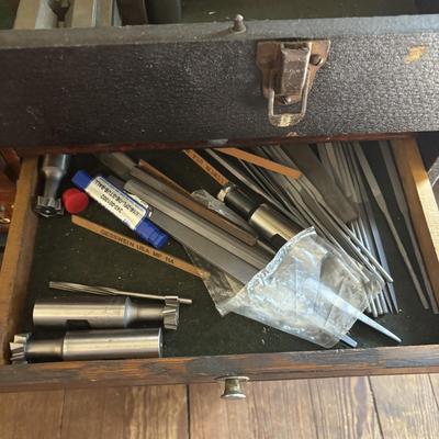 LOT 100: Vintage Toolbox with Precision/Machinist Tools and/or Parts