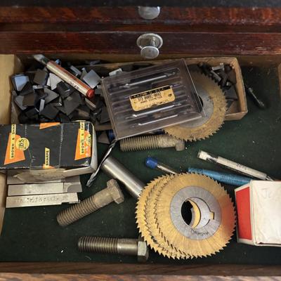 LOT 100: Vintage Toolbox with Precision/Machinist Tools and/or Parts