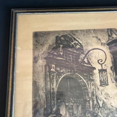LOT 107: Vintage Print of "Old Door" & Umpire Anniversary Clock