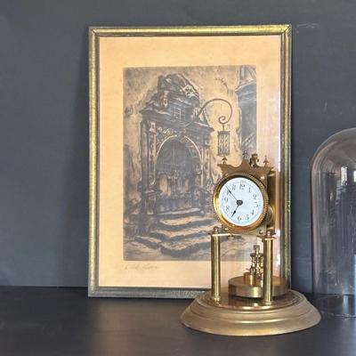 LOT 107: Vintage Print of "Old Door" & Umpire Anniversary Clock